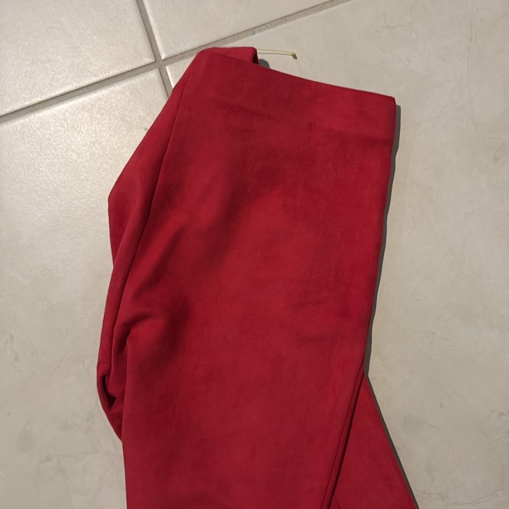 NWT $130 sz 4 Lior Paris red faux suede pants 949 - Picture 6 of 7